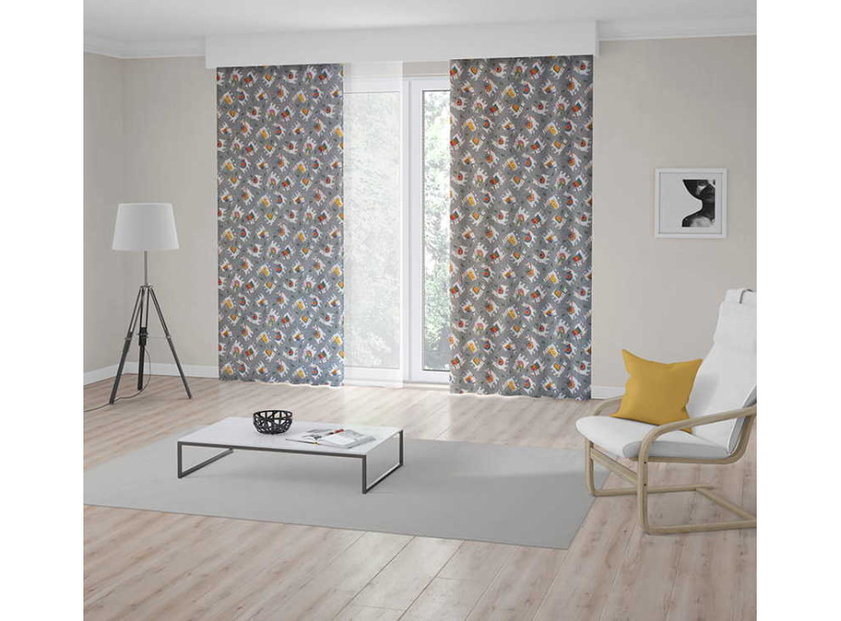 Dekorační závěs s řasící páskou LAMY 135x250 cm - šedý