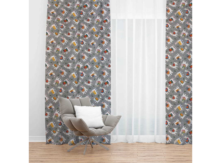 Dekorační závěs s kroužky LAMY 135x250 cm - šedý