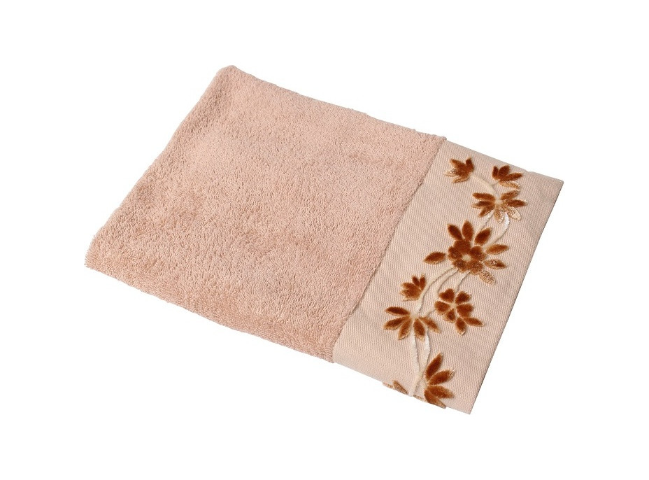 Bavlněný ručník FLOWERSA - 50x90 cm - 500g/m2 - hnědý