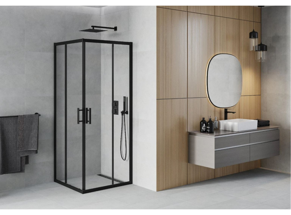 Sprchový kout MAXMAX MEXEN RIO transparent - 90x90 cm - BLACK, 860-090-090-70-00