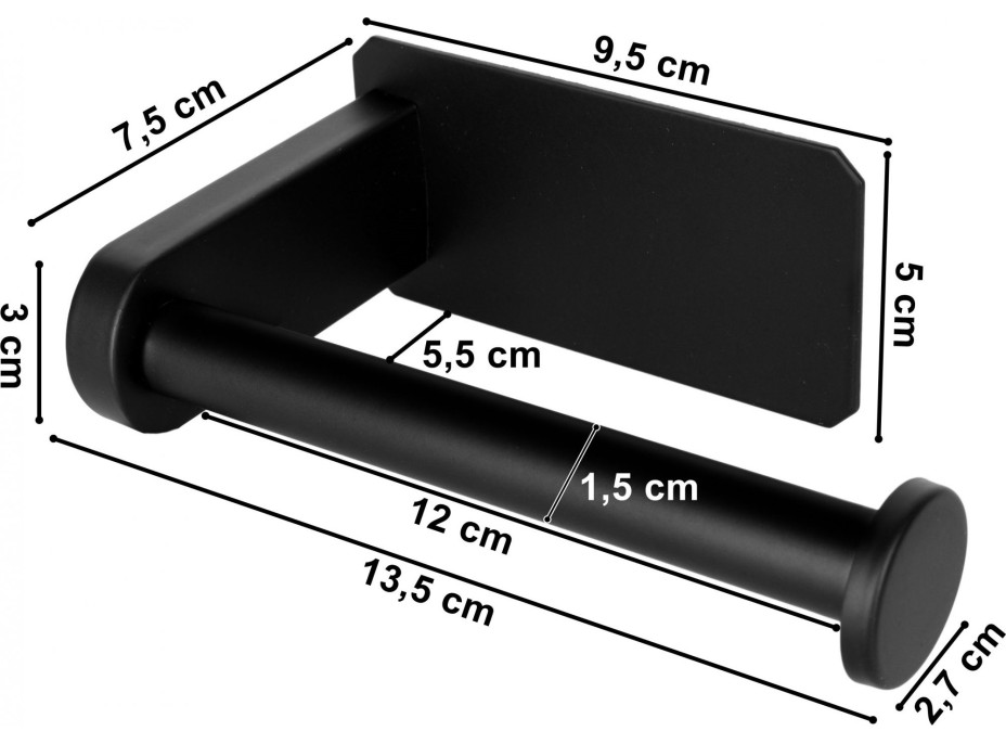 Černý držák na toaletní papír CELES