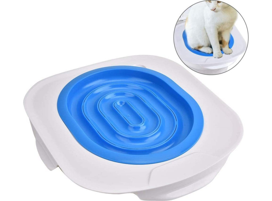 Modrá praktická podložka na WC pro kočky