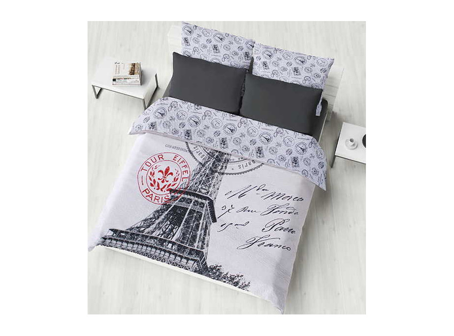 Přehoz na postel VOYAGE Paris 200x220 cm - bílý/šedý