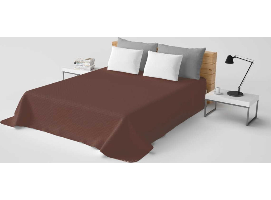 Přehoz na postel LAURINE 220x200 cm - hnědý/krémový