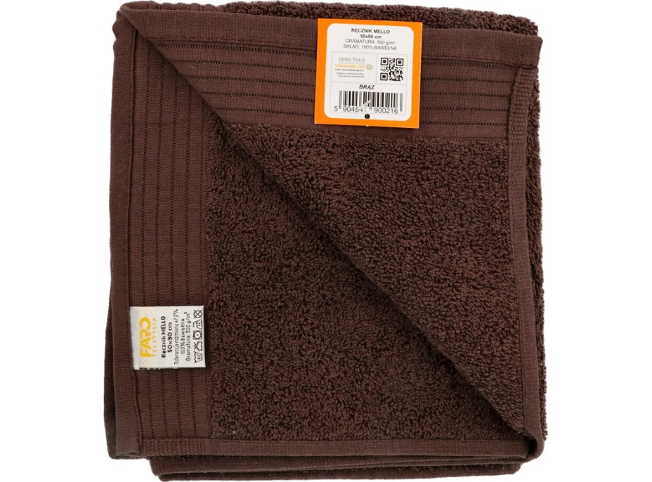 Bavlněný ručník MEL - 50x90 cm - 500g/m2 - hnědý