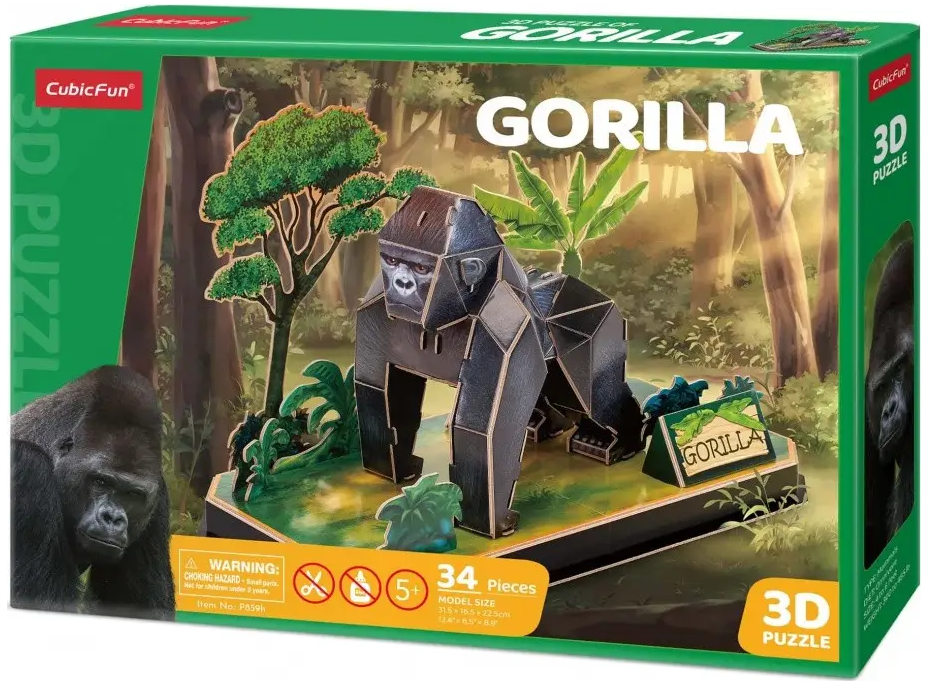 CUBICFUN 3D puzzle Gorila 34 dílků