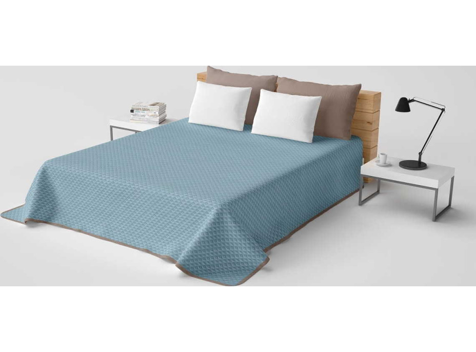 Přehoz na postel LAURINE 220x240 cm - světle modrý/béžový