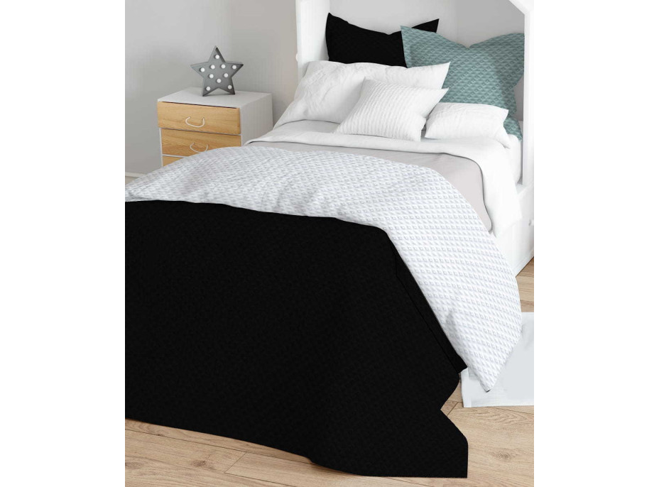 Přehoz na postel LAURINE 220x240 cm - černý/bílý