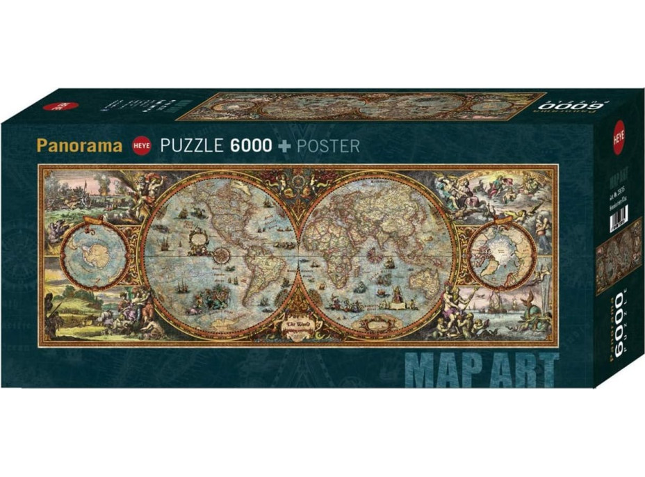 HEYE Panoramatické puzzle Mapa světa (polokoule) 6000 dílků