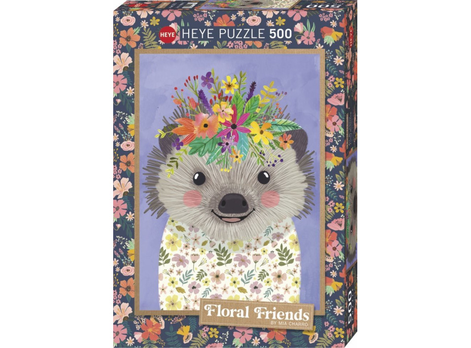 HEYE Puzzle Floral Friends: Veselý ježek 500 dílků