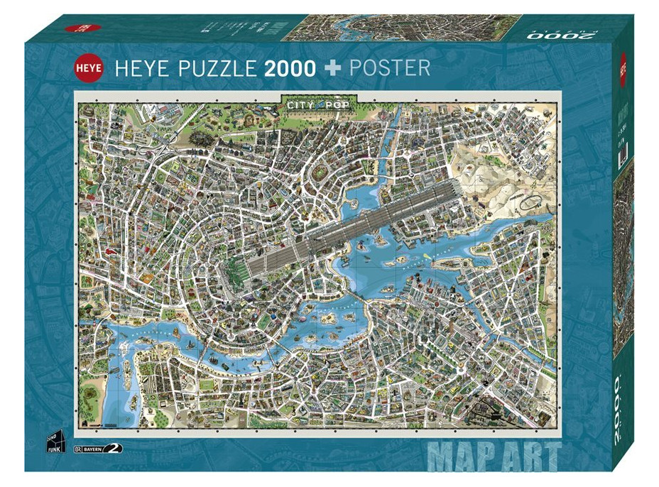 HEYE Puzzle Map Art: Město popu 2000 dílků