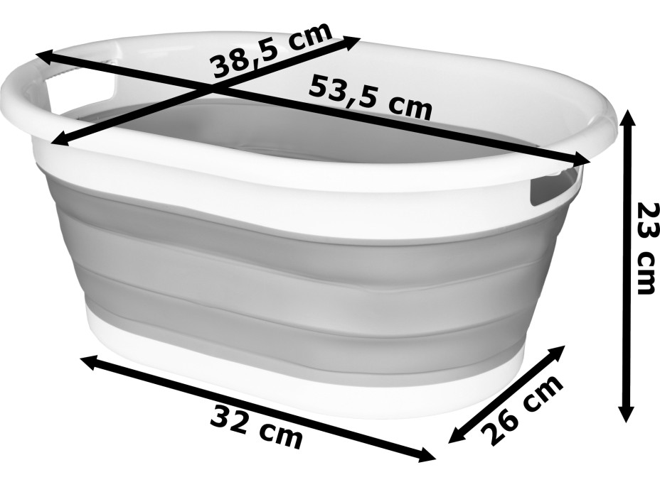 Skládací oválná mísa AIDA COMPACT 26 cm x 32 cm - šedá 25L