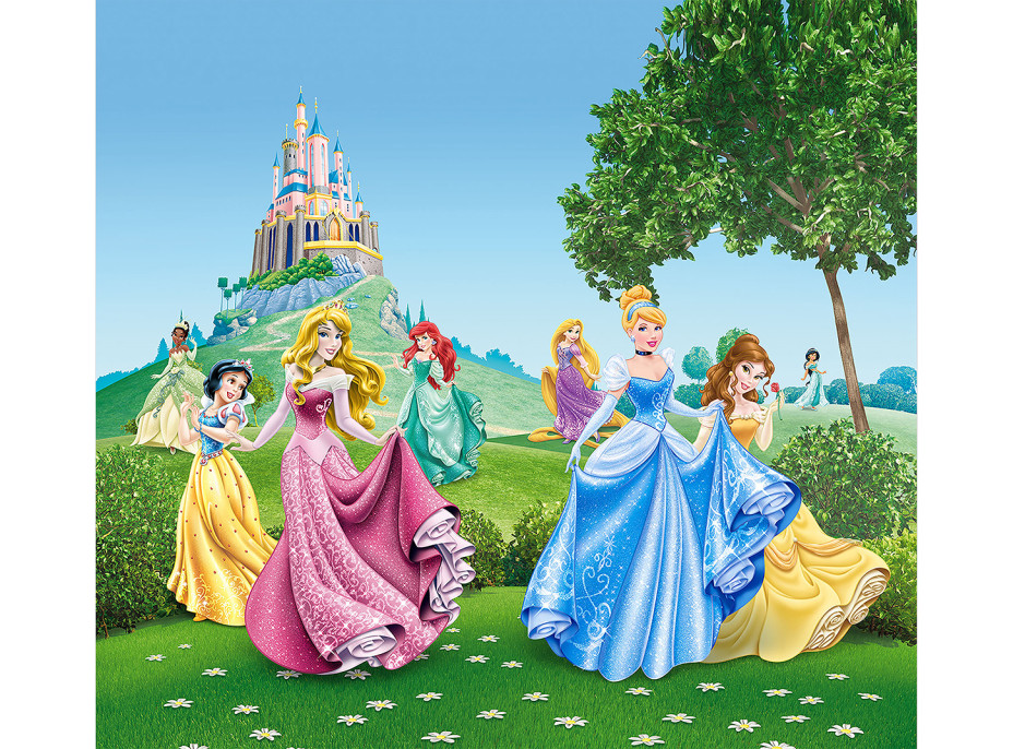 Dětský závěs DISNEY - Princezny na květinové louce - 180x160 cm