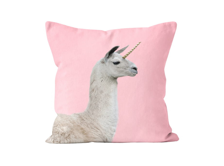 Polštář PINKISH Lama 45x45 cm - růžový