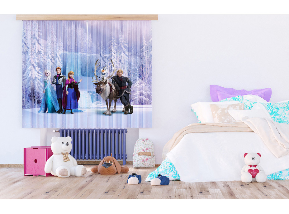 Dětský závěs DISNEY - FROZEN - Elsa s přáteli u vodopádu- 180x160 cm