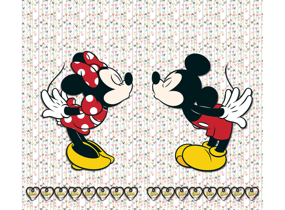 Dětský závěs DISNEY - Minnie a Mickey se srdíčky - 180x160 cm