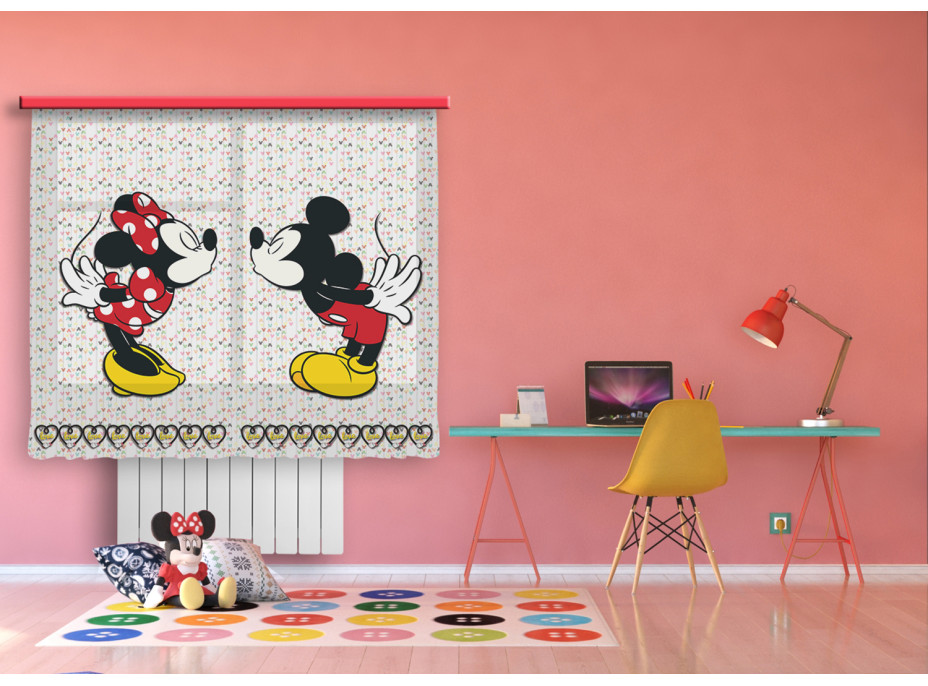 Dětský závěs DISNEY - Minnie a Mickey se srdíčky - 180x160 cm