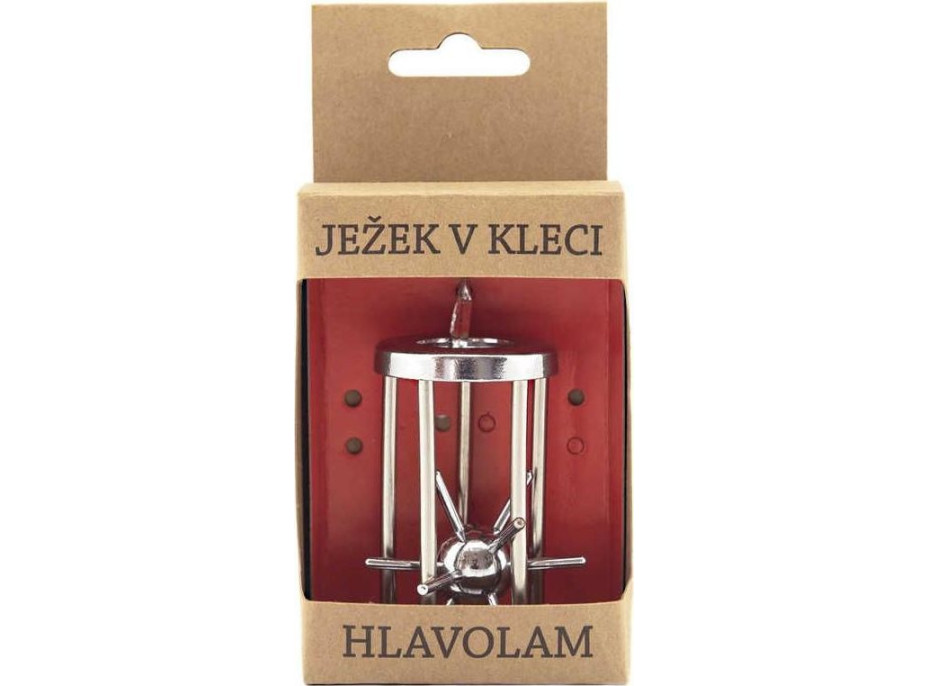 Kovový hlavolam Ježek v kleci (chromovaný)