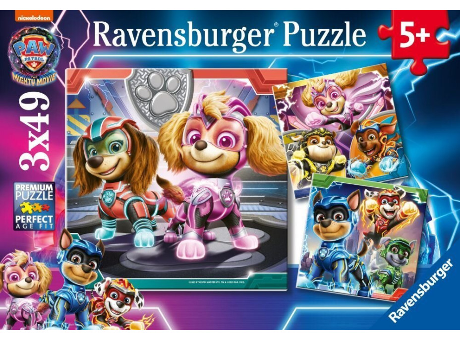 RAVENSBURGER Puzzle Tlapková patrola ve velkofilmu 3x49 dílků