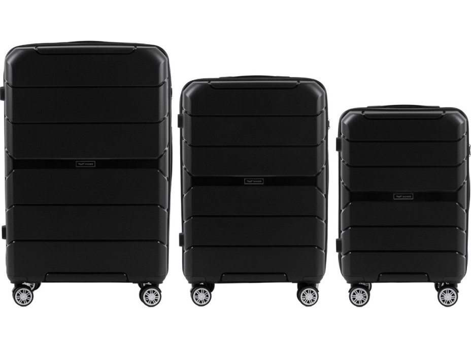 Moderní cestovní kufry SPARROW - set S+M+L - černé - TSA zámek