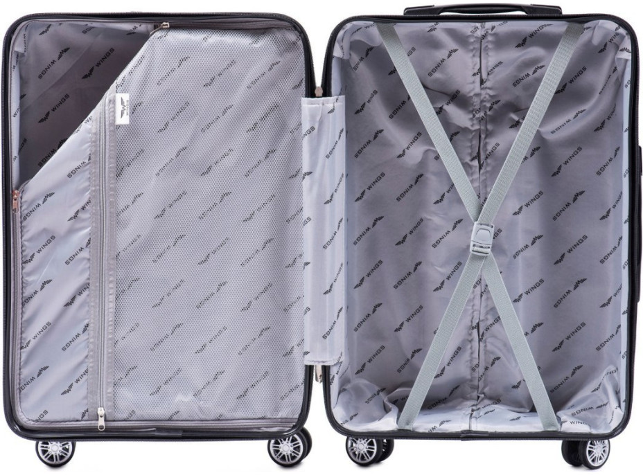 Moderní cestovní kufry SPARROW - set S+M+L - černé - TSA zámek