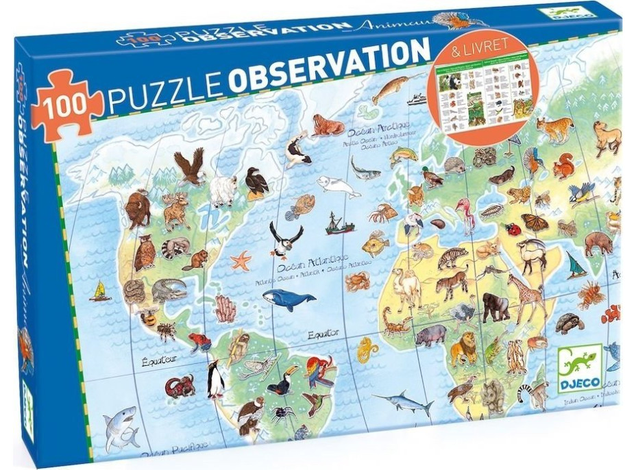 DJECO Puzzle Observation: Zvířata z celého světa 100 dílků