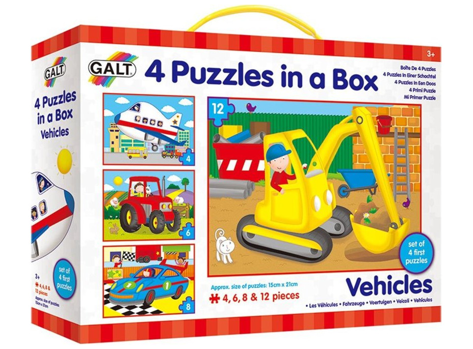 GALT Puzzle Dopravní prostředky 4v1 (4,6,8,12 dílků)