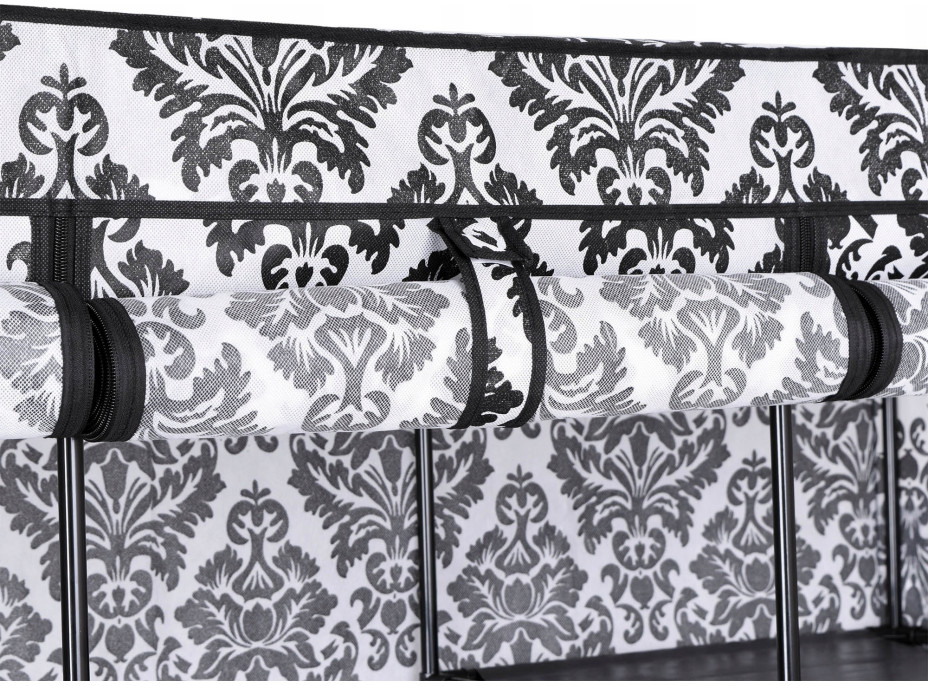 Textilní skříň Mira s 10 policemi MIRA MAXI - černobílá