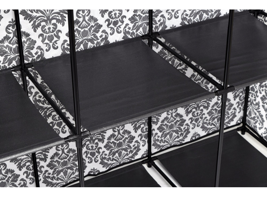 Textilní skříň Mira s 10 policemi MIRA MAXI - černobílá