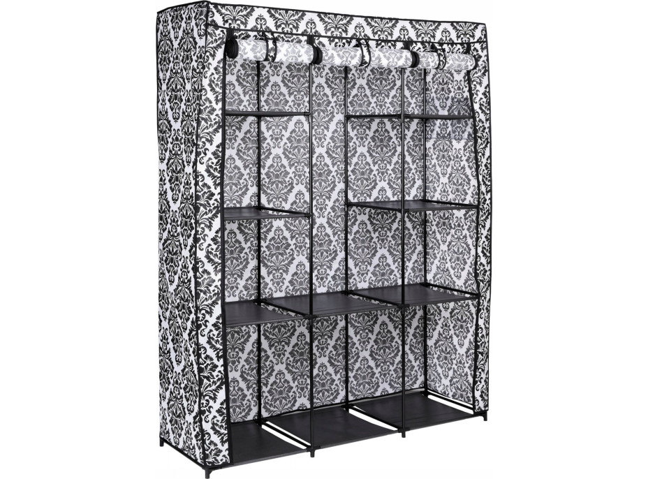 Textilní skříň Mira s 10 policemi MIRA MAXI - černobílá