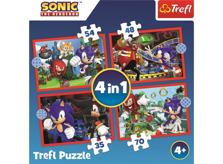 TREFL Puzzle Sonic: Dobrodružná jízda 4v1 (35,48,54,70 dílků)