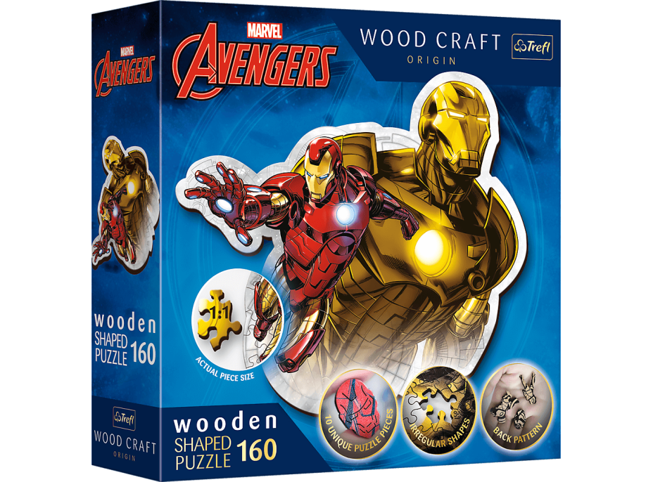 TREFL Wood Craft Origin puzzle Odvážný Iron Man 160 dílků