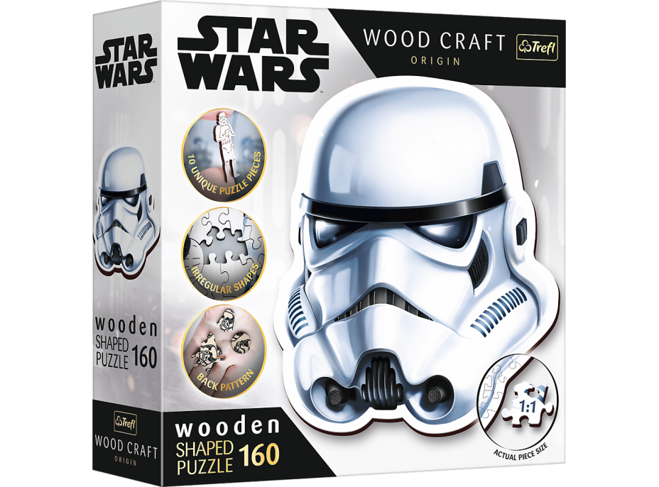 TREFL Wood Craft Origin puzzle Star Wars: Helma stormtroopera 160 dílků