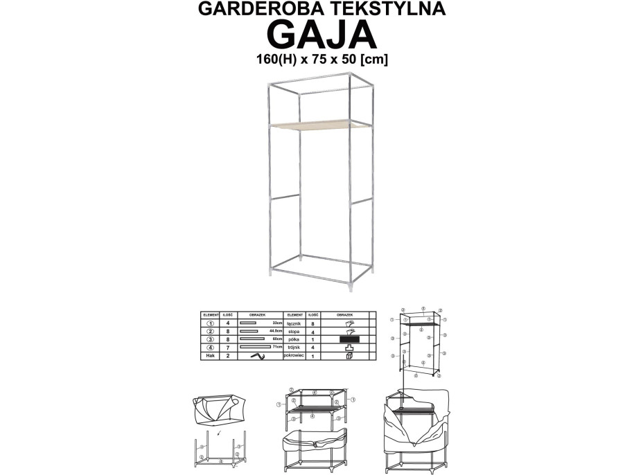 Textilní skříň Gaja Vitto - hnědá