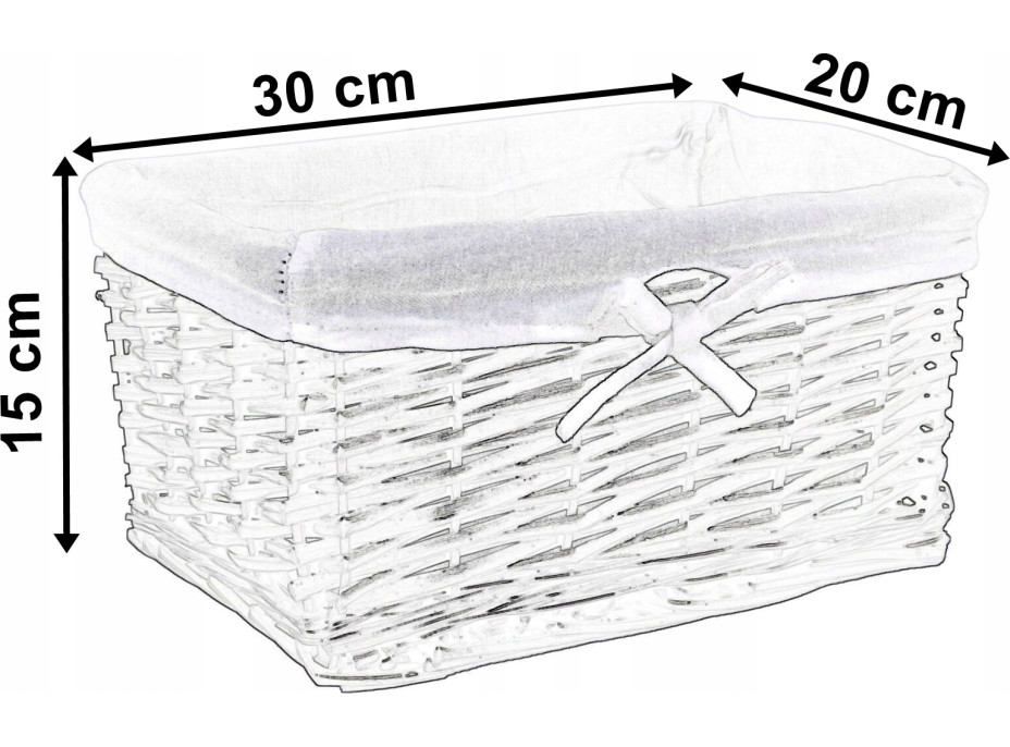 Proutěný košík 30 x 20 x 15 cm - šedý