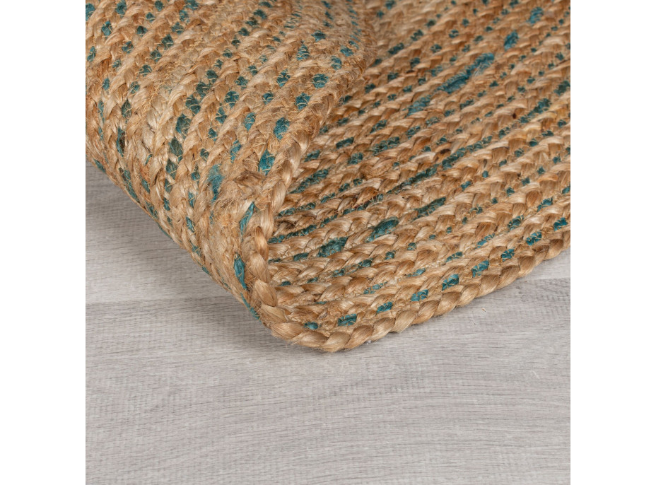 Kusový koberec Capri Jute Natural/Blue kruh