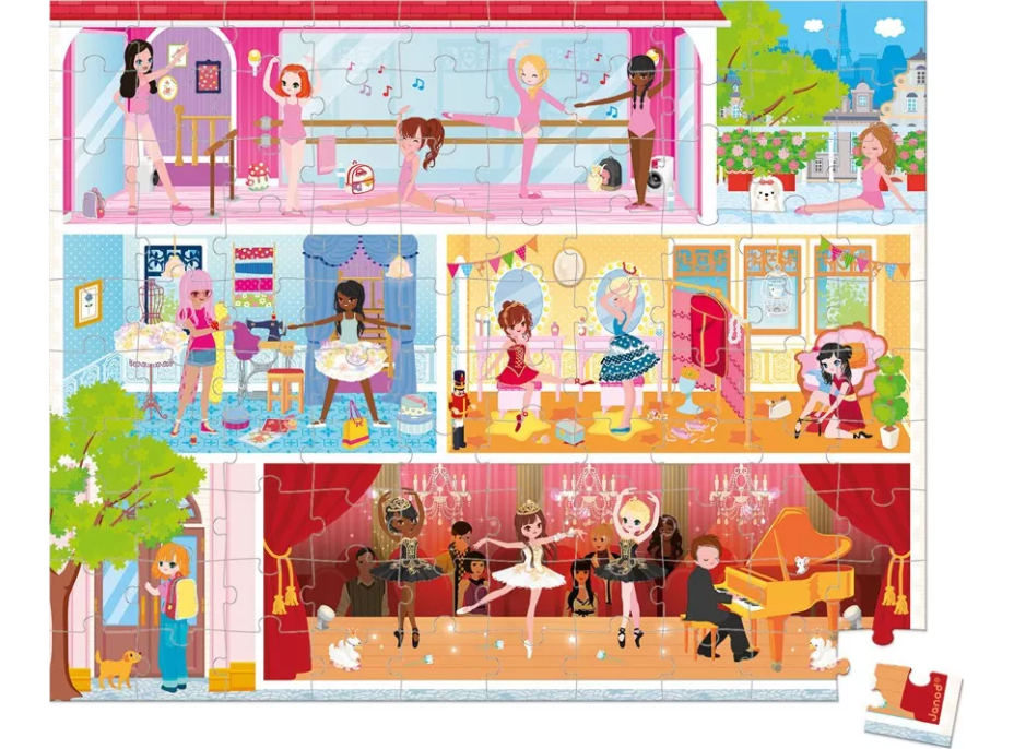 JANOD Puzzle v kufříku Škola baletu 100 dílků