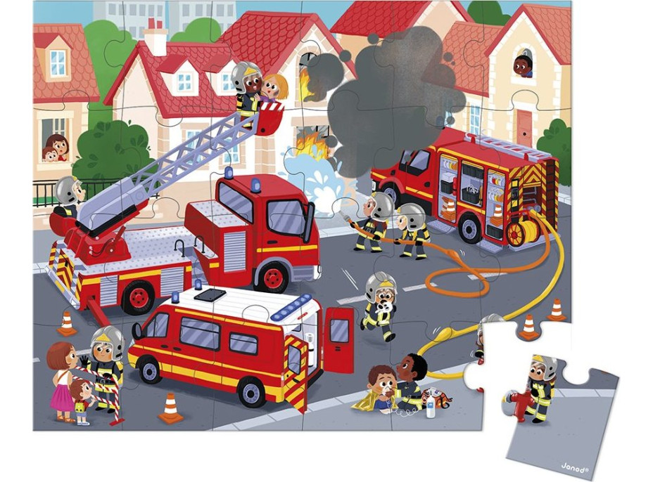 JANOD Puzzle v kufříku Požárníci 24 dílků