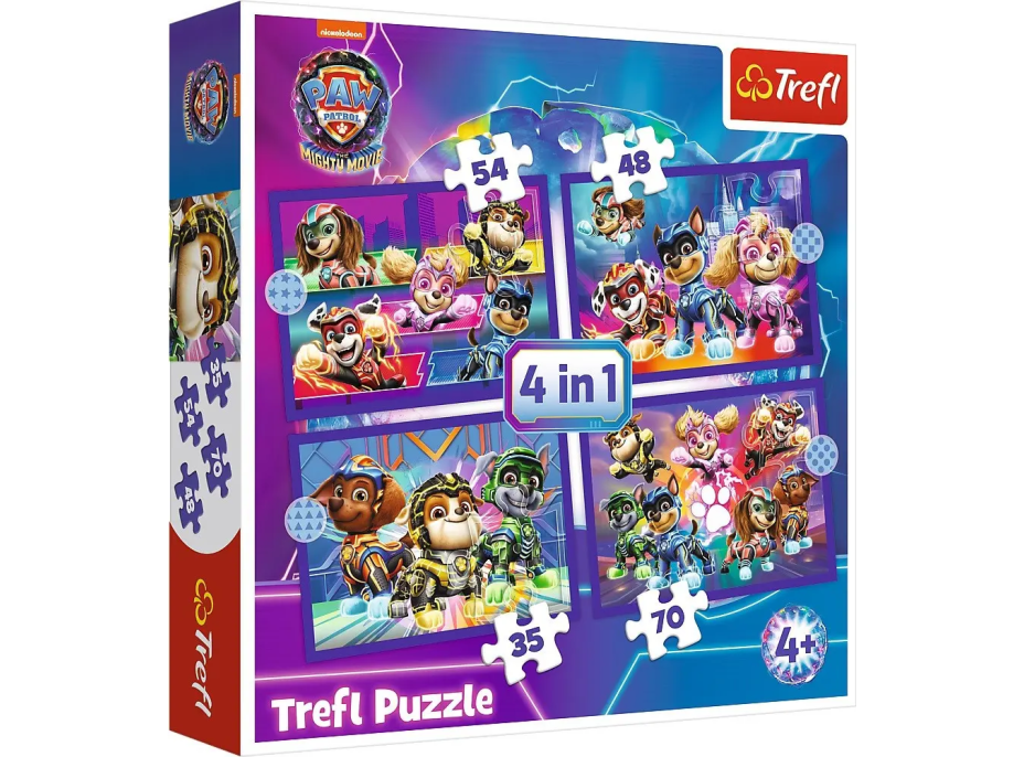 TREFL Puzzle Tlapková patrola: Hrdinové 4v1 (35,48,54,70 dílků)