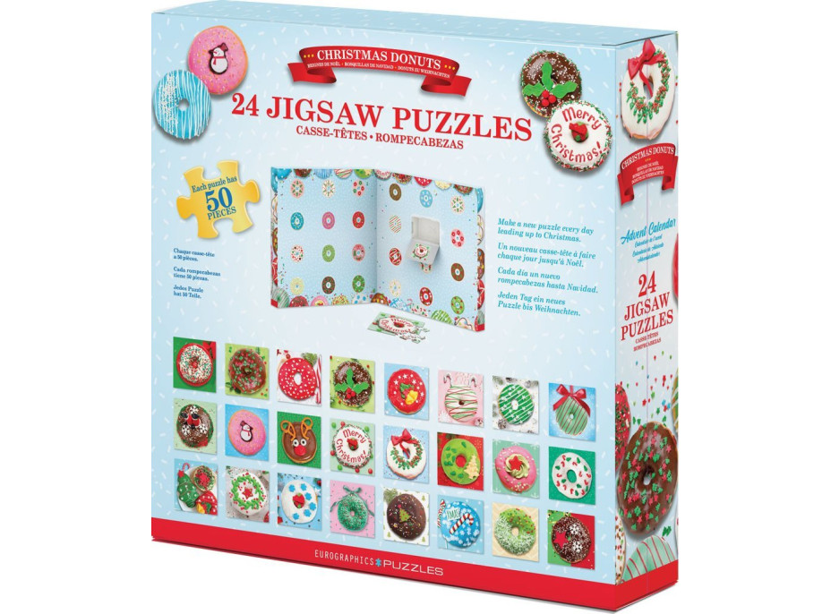 EUROGRAPHICS Puzzle Adventní kalendář: Vánoční donuty 24x50 dílků