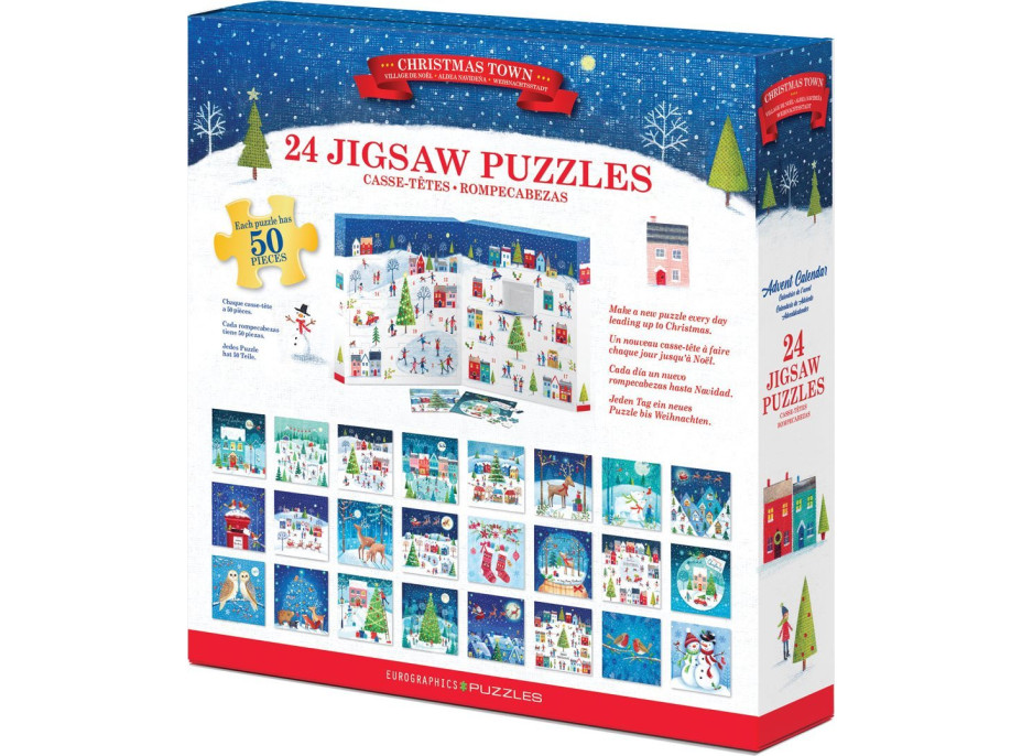 EUROGRAPHICS Puzzle Adventní kalendář: Vánoční město 24x50 dílků