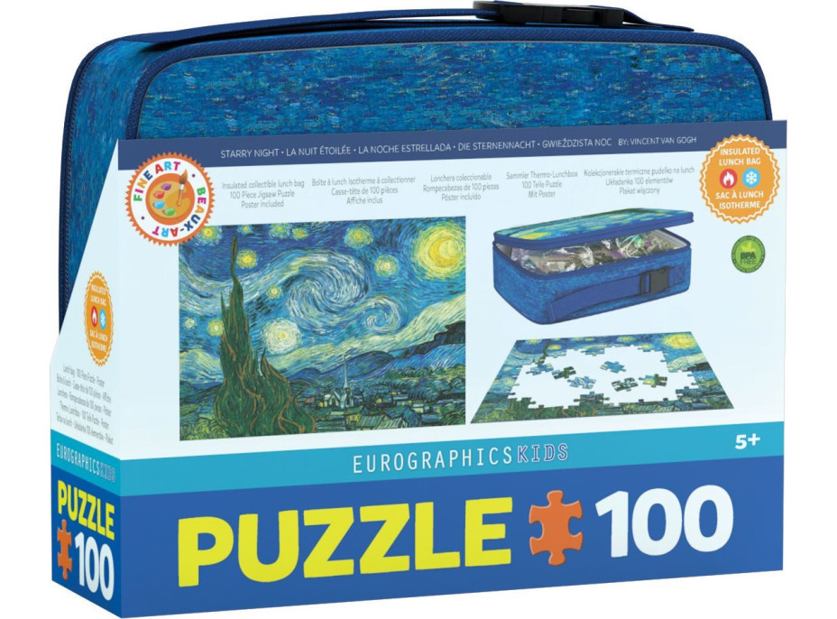 EUROGRAPHICS Puzzle ve svačinovém boxu Hvězdná noc 100 dílků