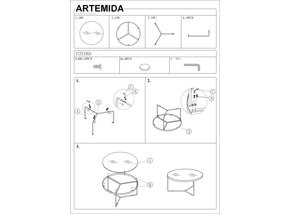 Konferenční stolek ARTEMIDA - šedý/černý