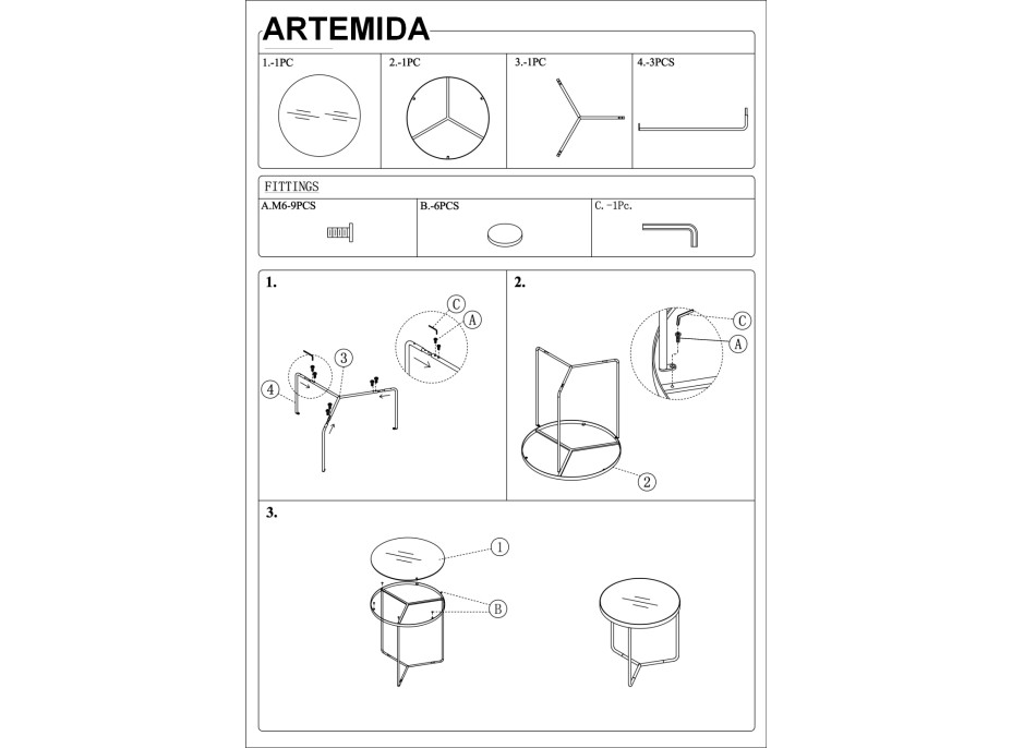 Konferenční stolek ARTEMIDA - šedý/černý