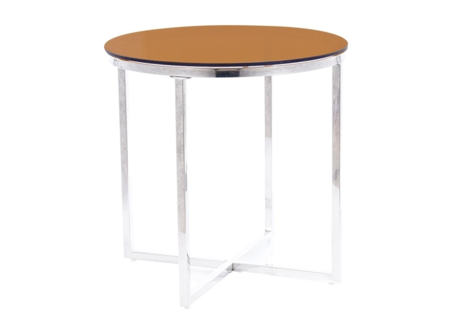 Konferenční stolek CRYSTAL B - jantarové sklo/stříbrný
