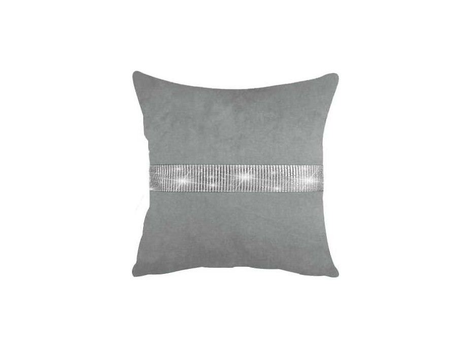 Polštář CLARE VELVET se zirkony 45x45 cm - šedý
