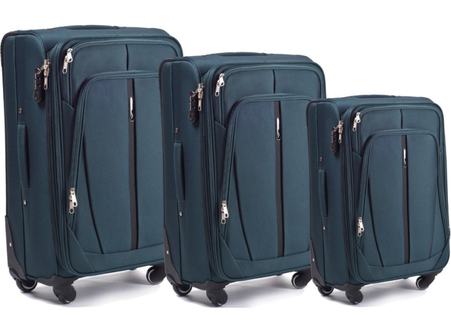 Moderní cestovní tašky STRIPE 4 - set S+M+L - tmavě zelené