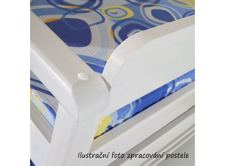 Dětská patrová postel z masivu borovice GASPAR se šuplíky a regálem - 200x90 cm - bílá/antracit