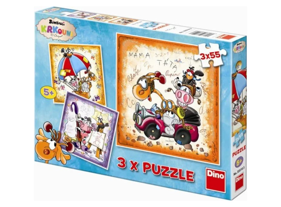 DINO Puzzle Krkouni 3x55 dílků