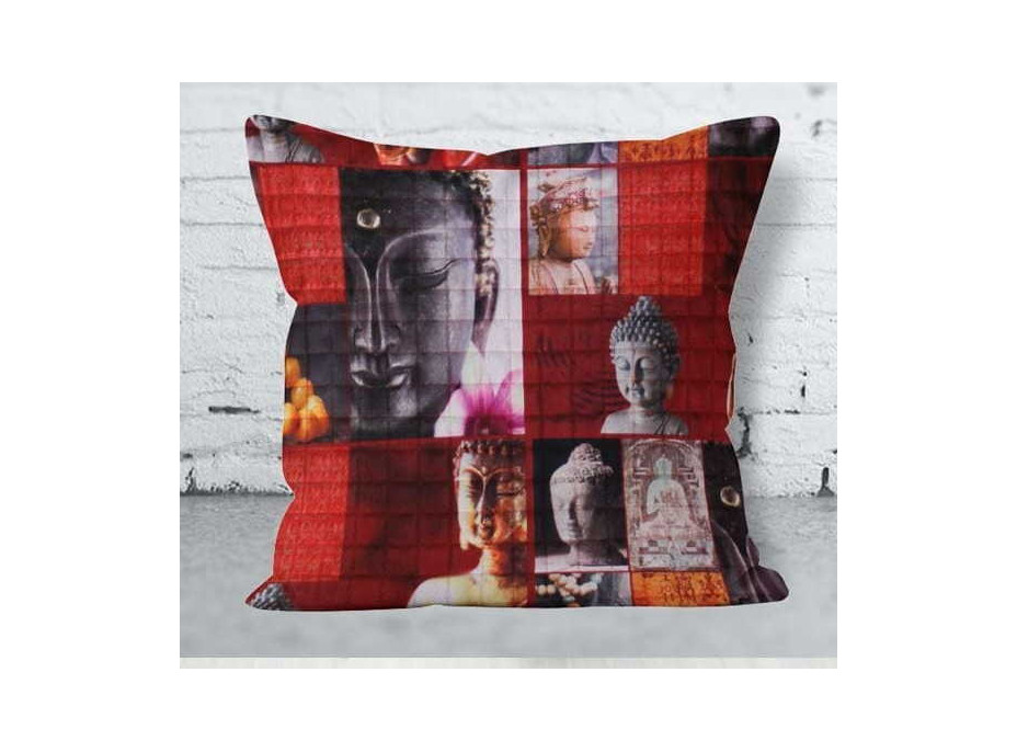 Povlak na polštář ZEN Budha 40x40 cm - červený